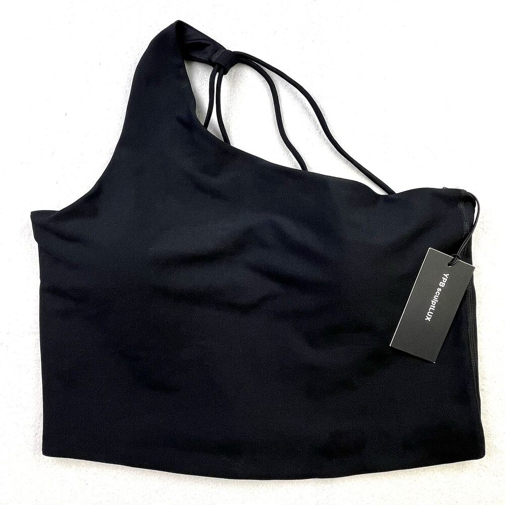Abercrombie & Fitch YPB sculptLUX One Shoulder Top Size XL Black Stretch NEW